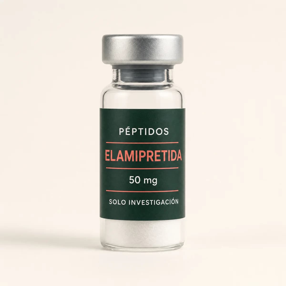 Vial ilustrativo de Elamipretida de 50 mg