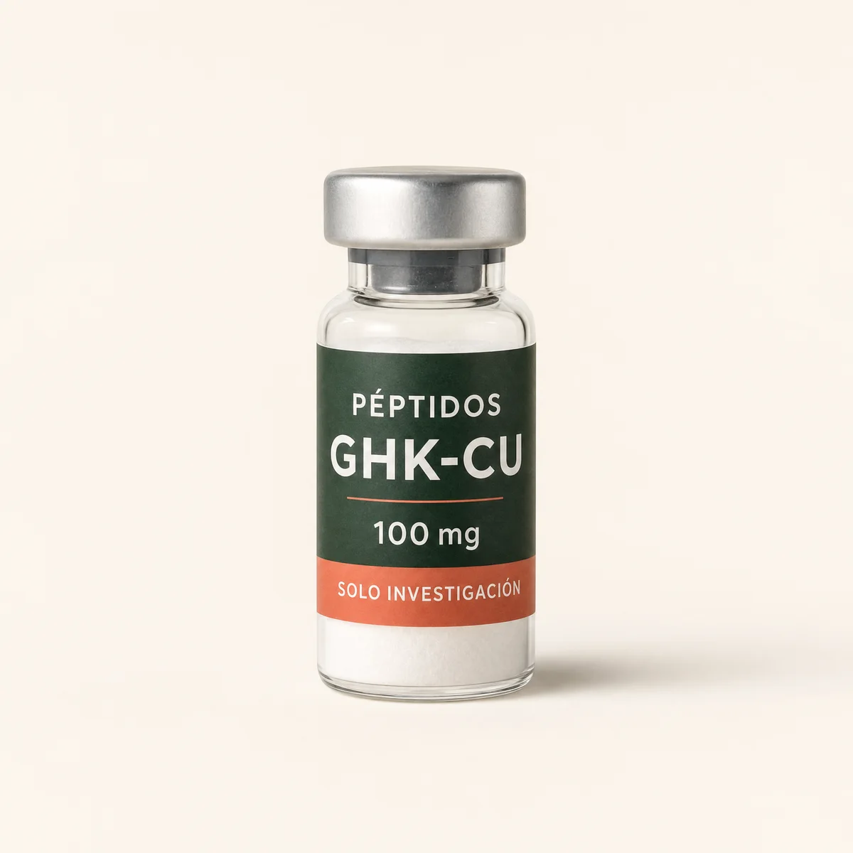 Vial ilustrativo de GHK-Cu de 100 mg