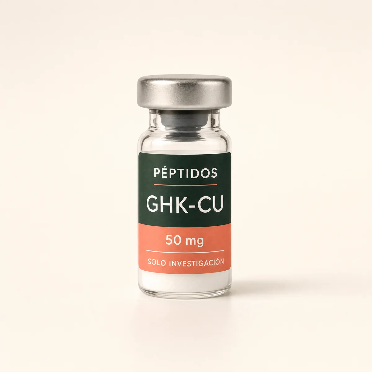 Vial ilustrativo de GHK-Cu de 50 mg