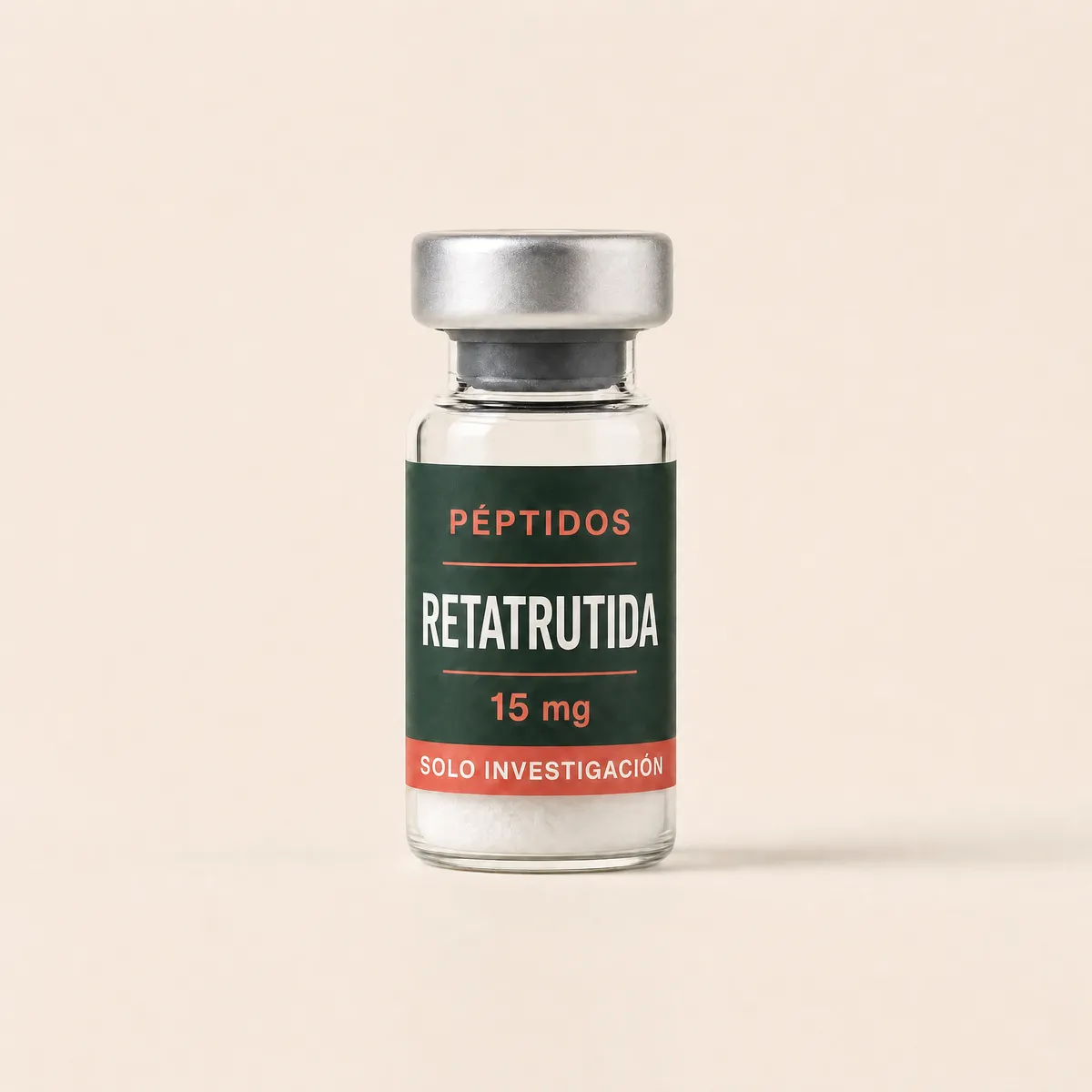 Vial ilustrativo de Retatrutida de 15 mg