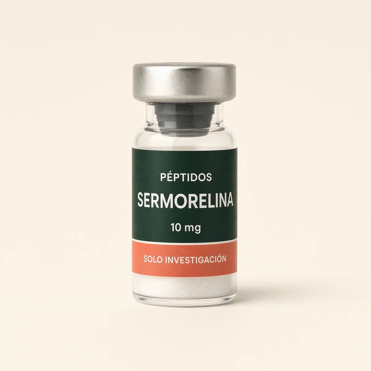 Vial ilustrativo de Sermorelina de 10 mg