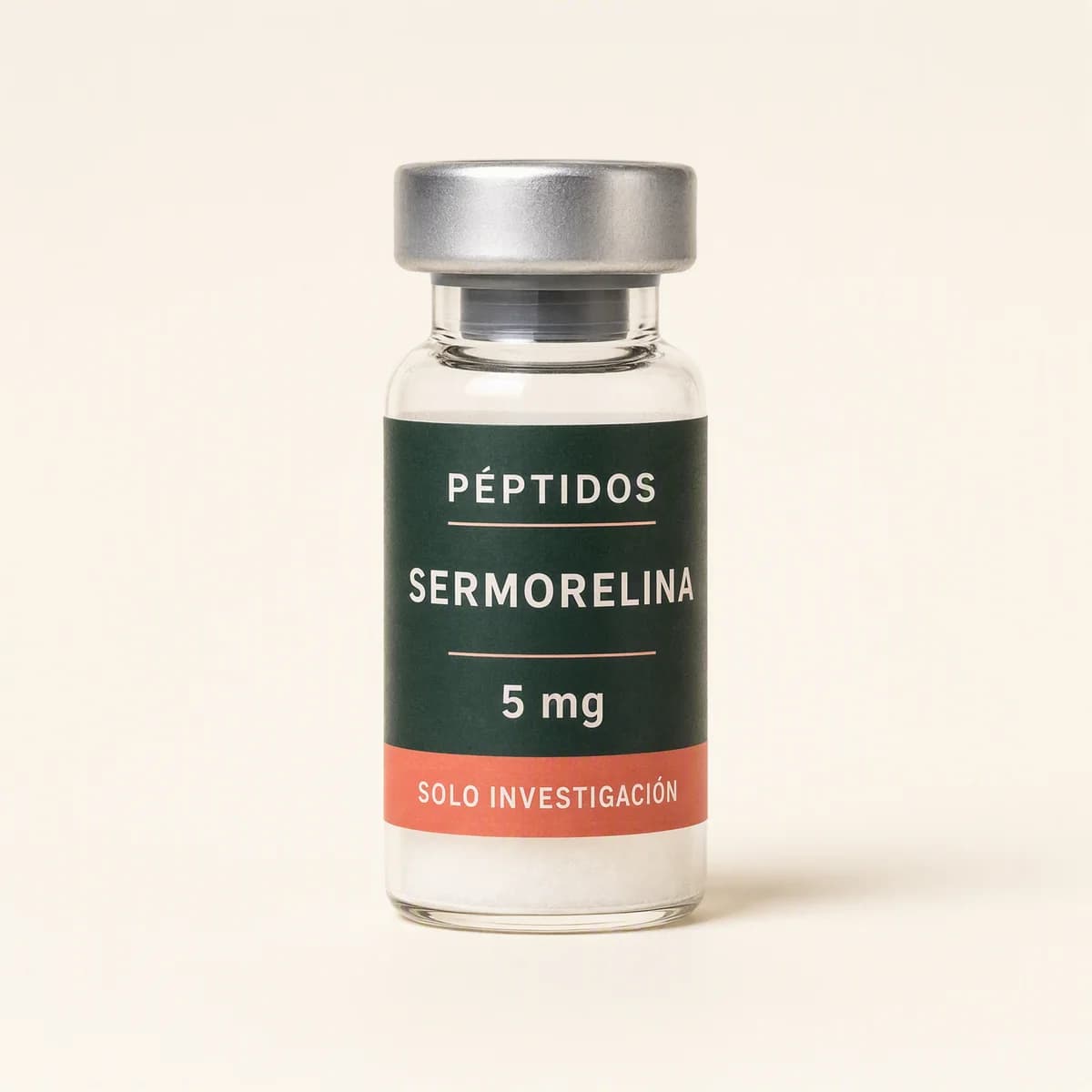Vial ilustrativo de Sermorelina de 5 mg