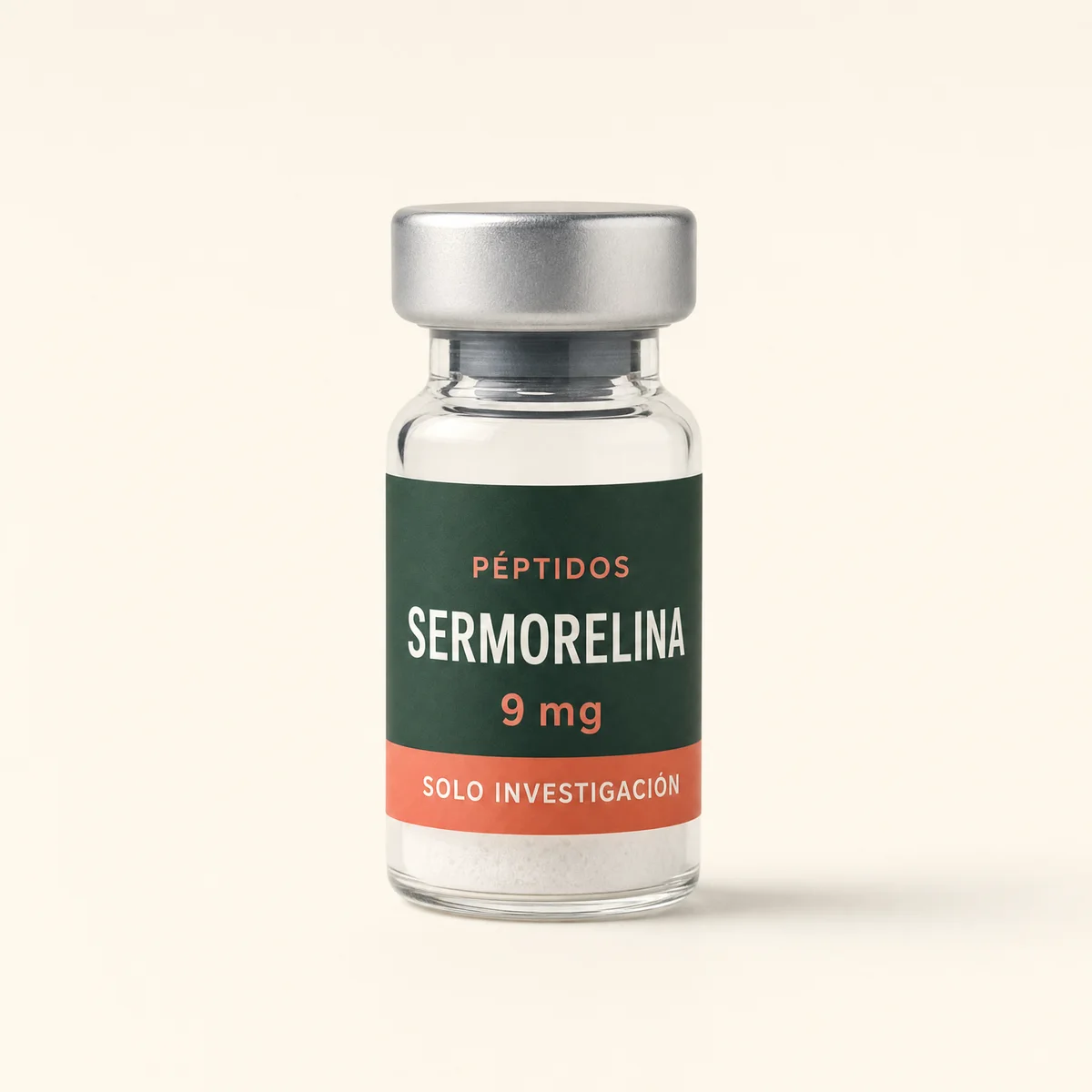 Vial ilustrativo de Sermorelina de 9 mg