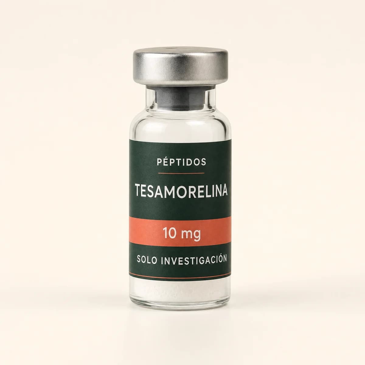 Vial ilustrativo de Tesamorelina de 10 mg