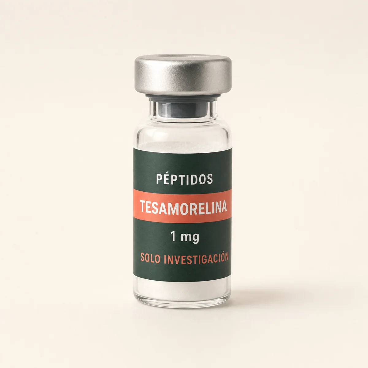 Vial ilustrativo de Tesamorelina de 1 mg