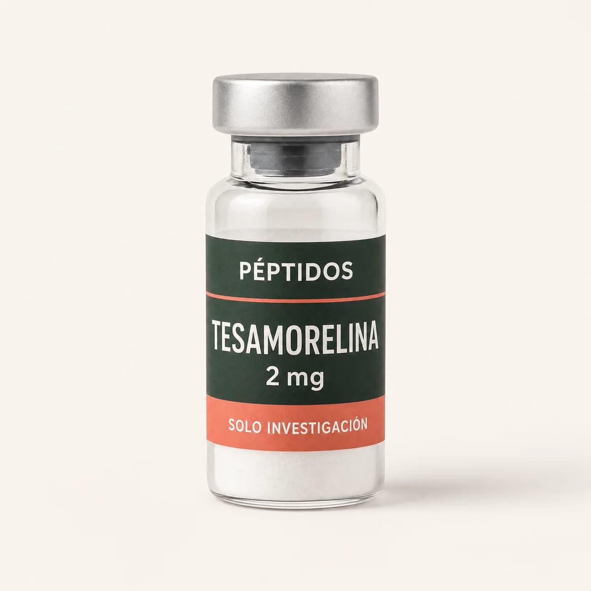 Vial ilustrativo de Tesamorelina de 2 mg