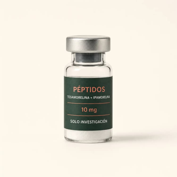 Vial ilustrativo de Tesamorelina + Ipamorelina de 10 mg