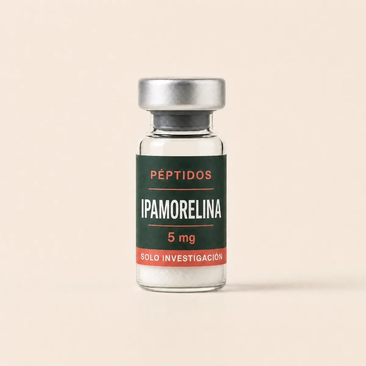 Vial ilustrativo de Ipamorelina de 5 mg