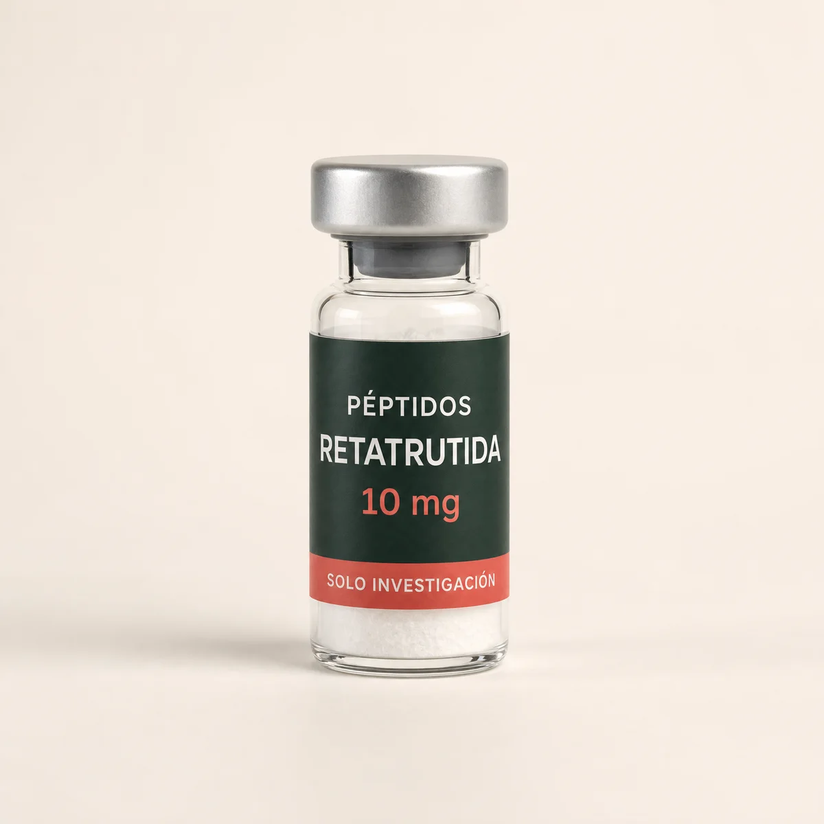 Vial ilustrativo de Retatrutida de 10 mg
