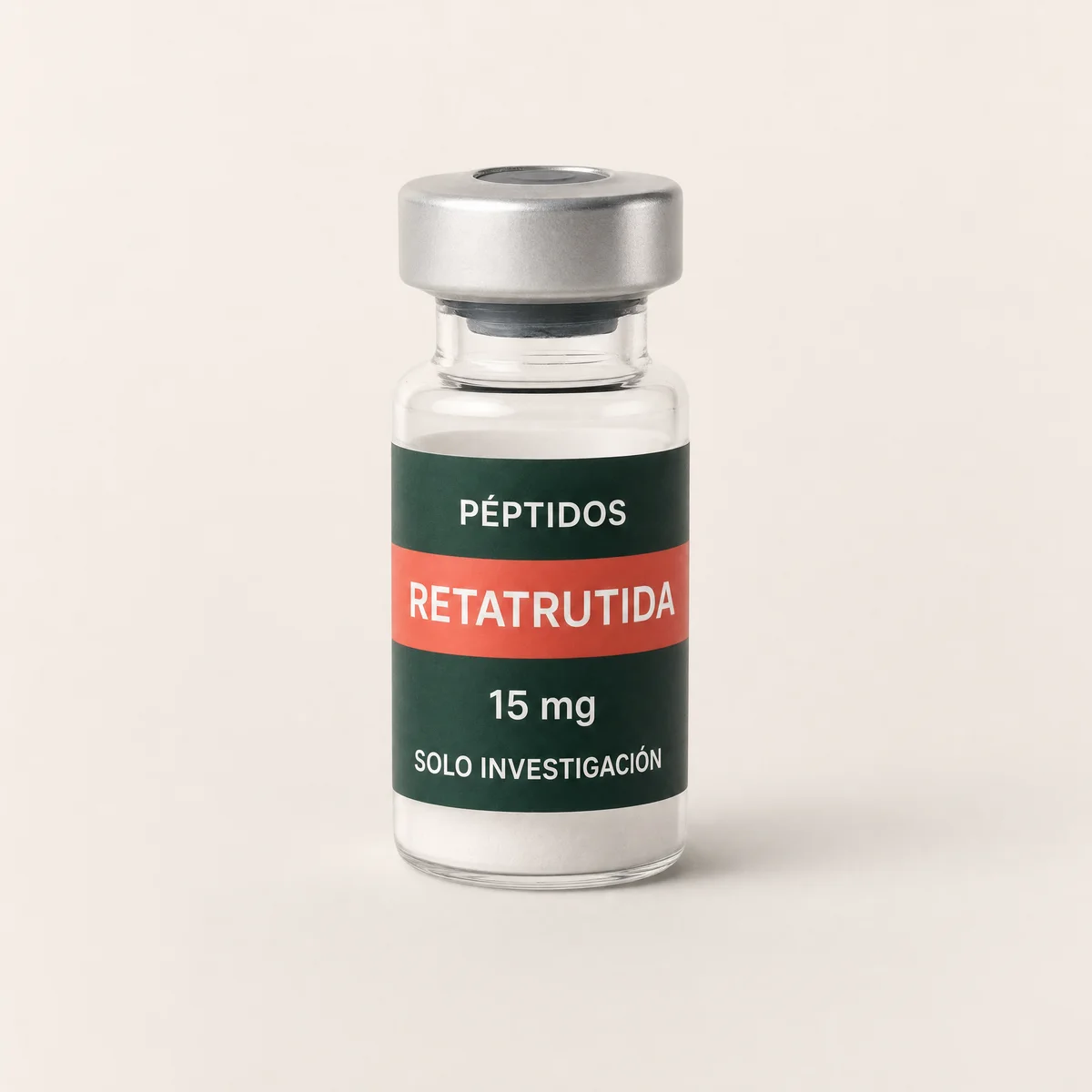 Vial ilustrativo de Retatrutida de 15 mg